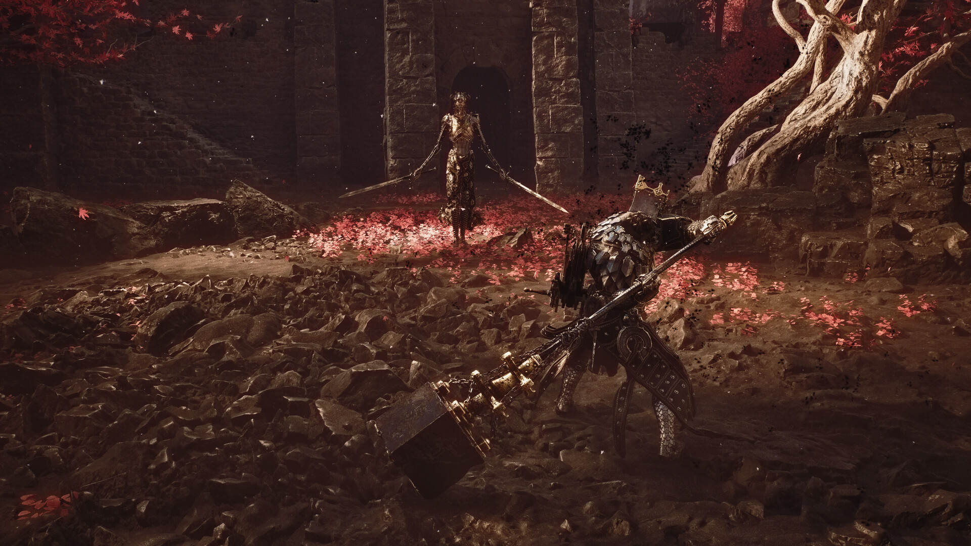 Mortal Shell II combat against a knight enemy